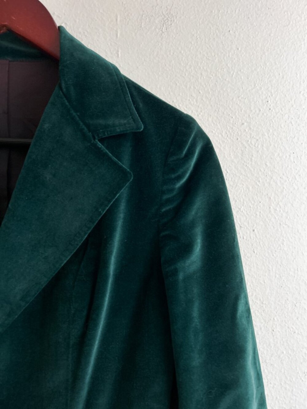 VINTAGE Deep‎ Emerald Green Velvet Structured Blazer - Picture 4 of 7